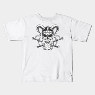 Viking Skull with Swords Kids T-Shirt